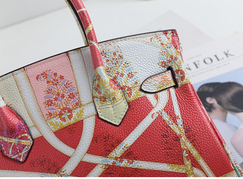 Printed discount leather handbags